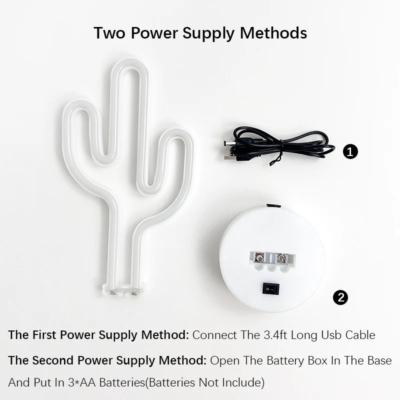Cactus Neon Sign Lights, LED Neon Table Lamp, USB or Battery Powered Lighting, for Gift Bar Party Camping Summer Home Decor