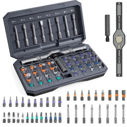 42 in 1 Magnetic Screwdriver Set DIY Ratchet Screwdriver Set Multi Bit Drive Set with Detachable Ratchet Handle for Compute