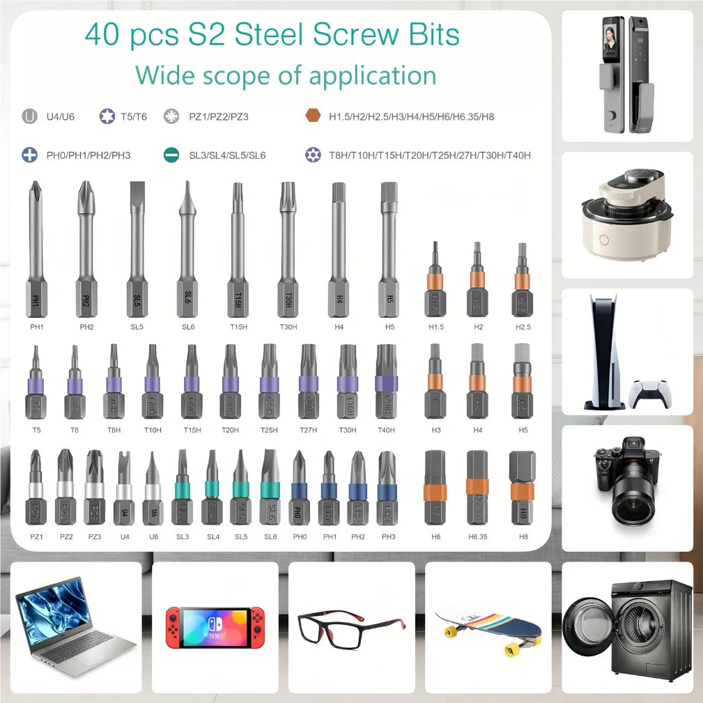 42 in 1 Magnetic Screwdriver Set DIY Ratchet Screwdriver Set Multi Bit Drive Set with Detachable Ratchet Handle for Compute
