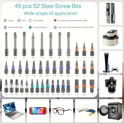 42 in 1 Magnetic Screwdriver Set DIY Ratchet Screwdriver Set Multi Bit Drive Set with Detachable Ratchet Handle for Compute